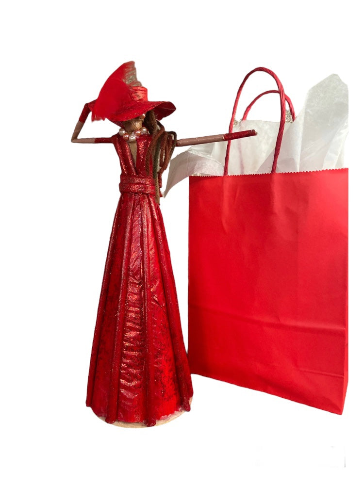 Red dress with matching hat